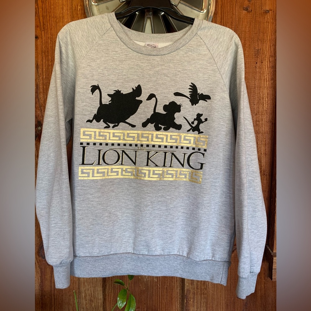 Disney Lion King Crewneck Gray Long Sleeve Sweatshirt Gold Screen Women’s Size L